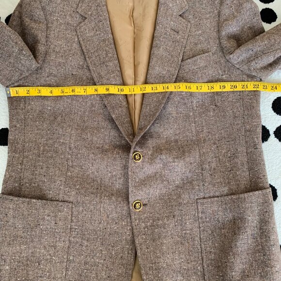 Brioni Vintage Tweed Blazer Sport Coat Mens 46 Brown Wool Metal Buttons Jacket - Picture 13 of 16